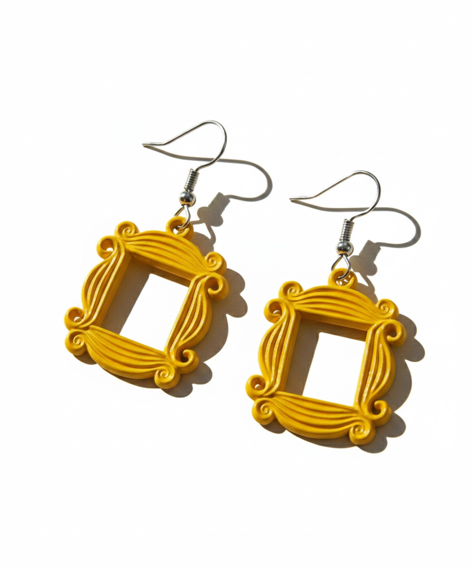Yellow Friends Picture Frame Drop Earrings Friends TV Show F.R.I.E.N.D.S. UK