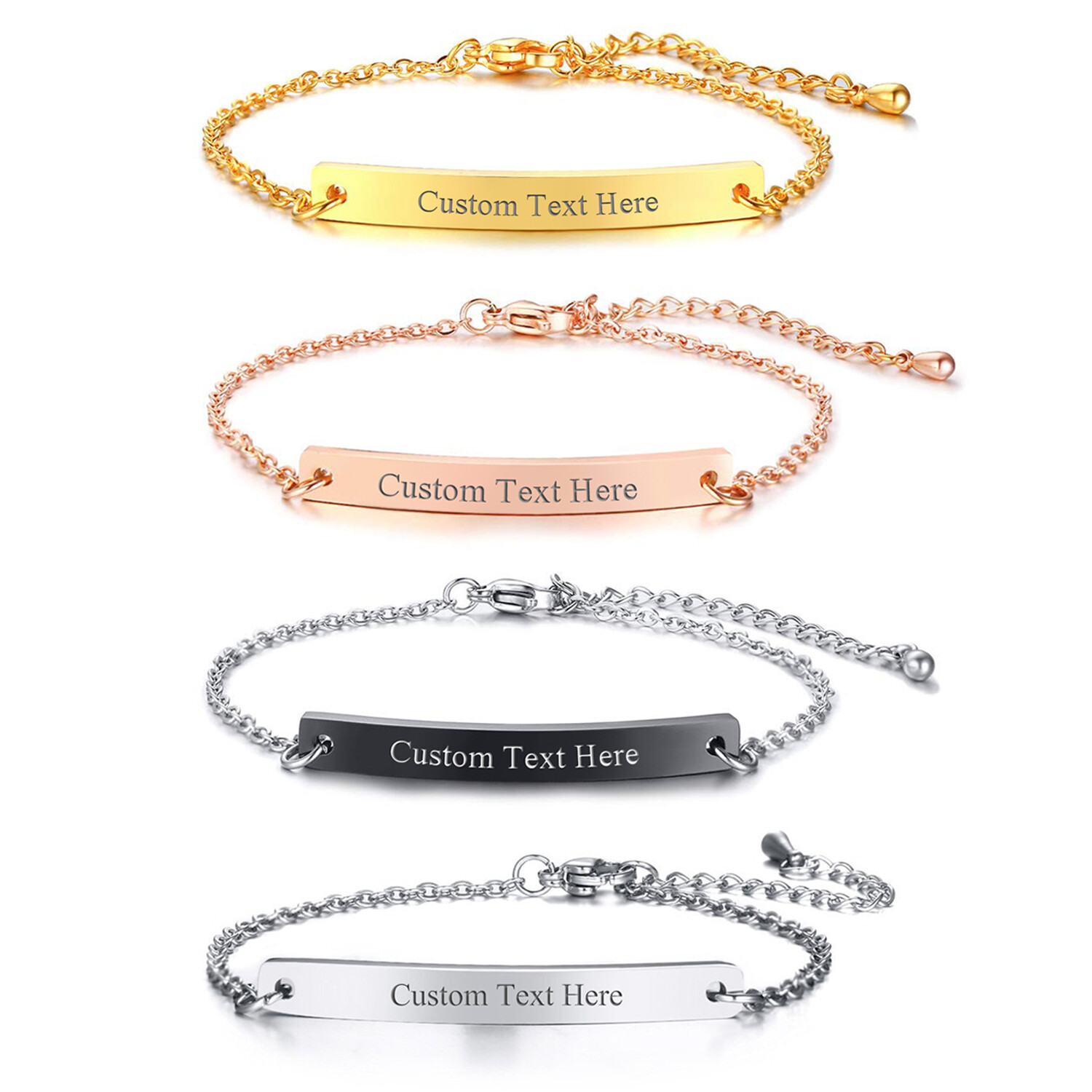 Women Stainless Steel Custom Friendship Bridesmaid Bracelet Chain Free Engraving