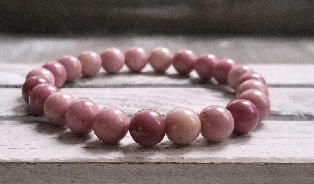 AAA Quality Natural Pink Rodonite Round Beaded Bracelet For Men and Women