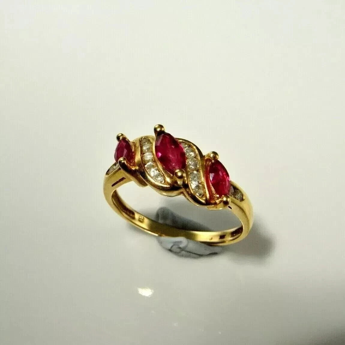 2 Ct Marquise Cut Simulated Ruby Women Fancy Ring 14k Yellow Gold Plated Silver