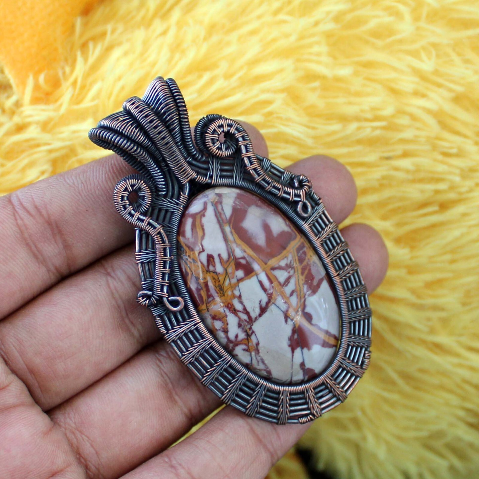 Noreena Jasper Pendant Copper Wire Wrapped Pendant Handmade Copper Wire Jewelry