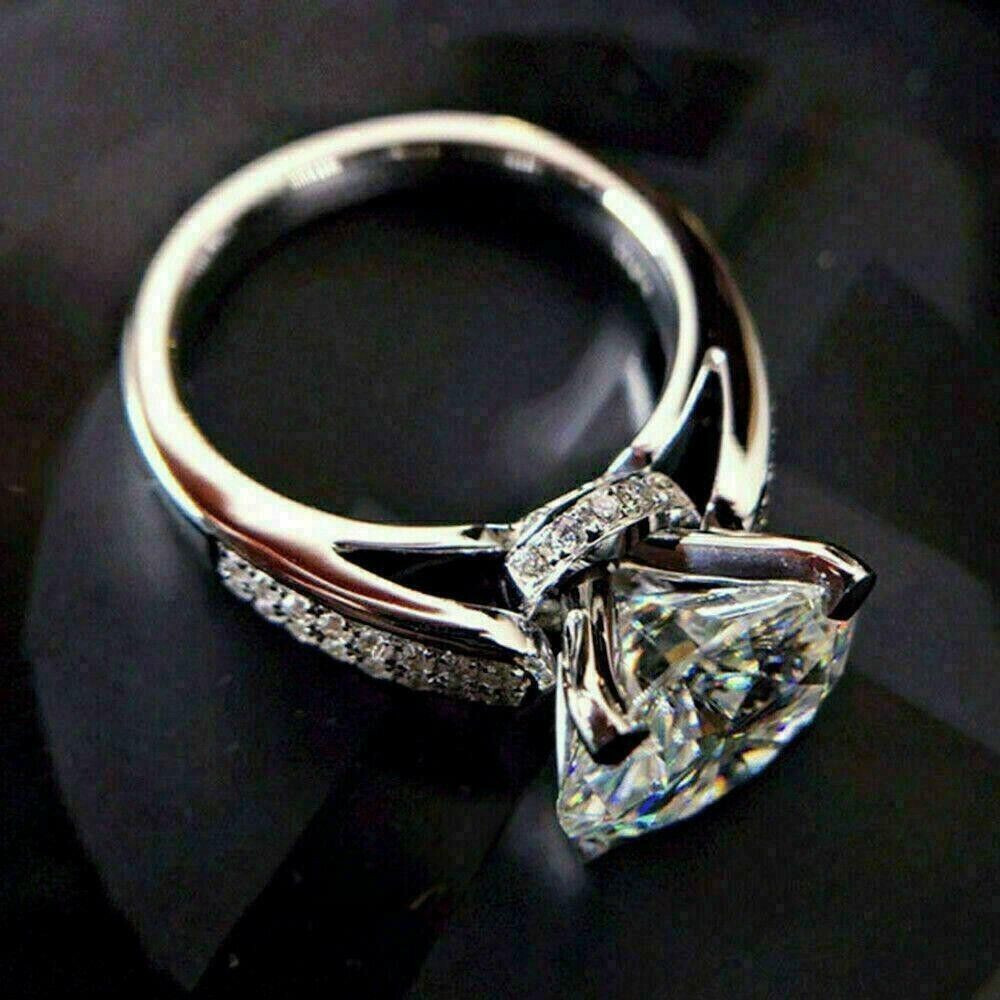Solitaire Design Simulated 2.10 CT Round Cut Sapphire Wedding Ring In 935 Silver