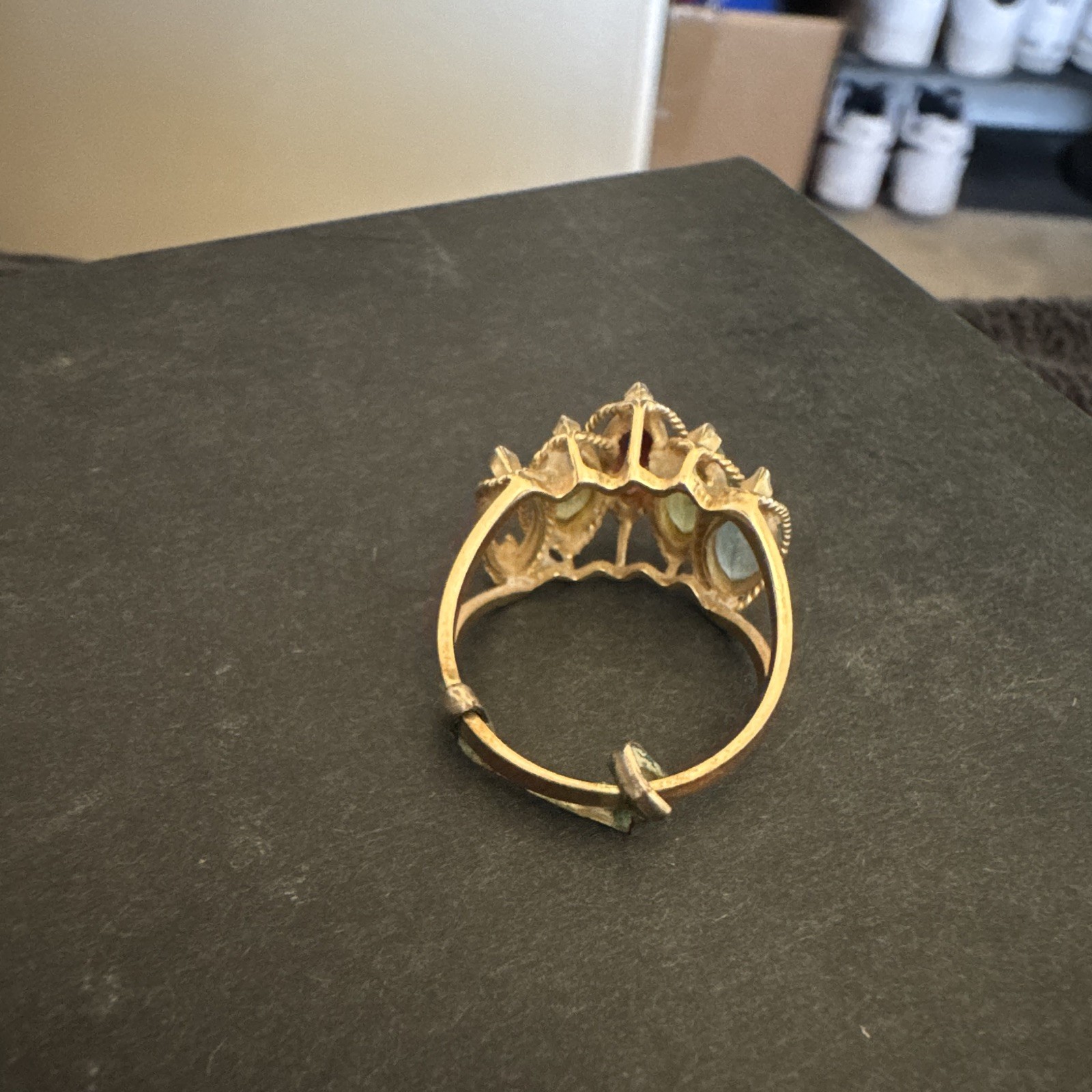 Gold Tone Adjustable Multi-Stone Cocktail Ring, Size 7, Yellow Gold