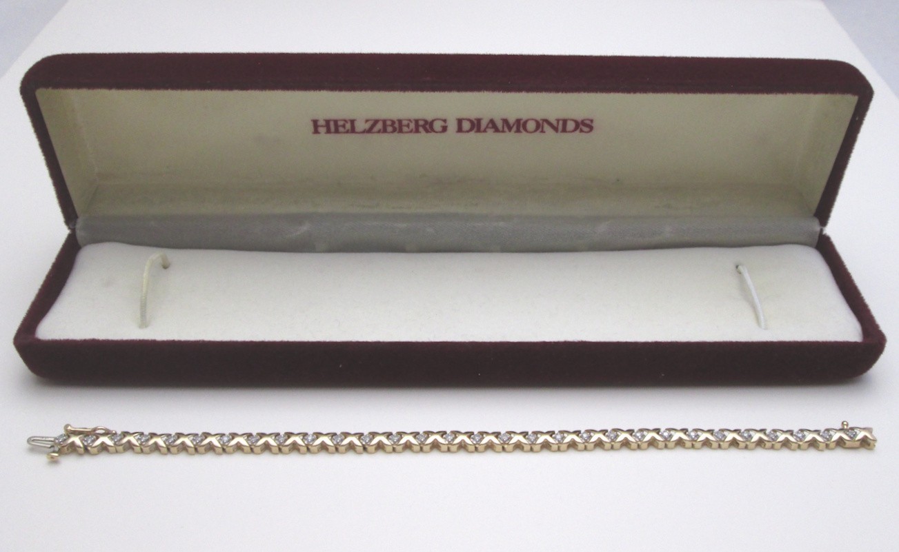 HELZBERG 30 DIAMONDS 10K GOLD TENNIS BRACELET 7.25 LENGTH 8.5 GRAM SEDONA ESTATE