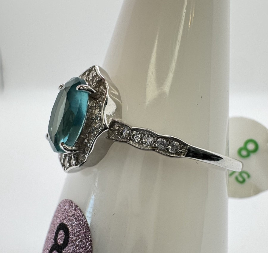 Size 8 Bomb Party Ring – RBP2148 Mediterranean Love – Paraiba Topaz on .925