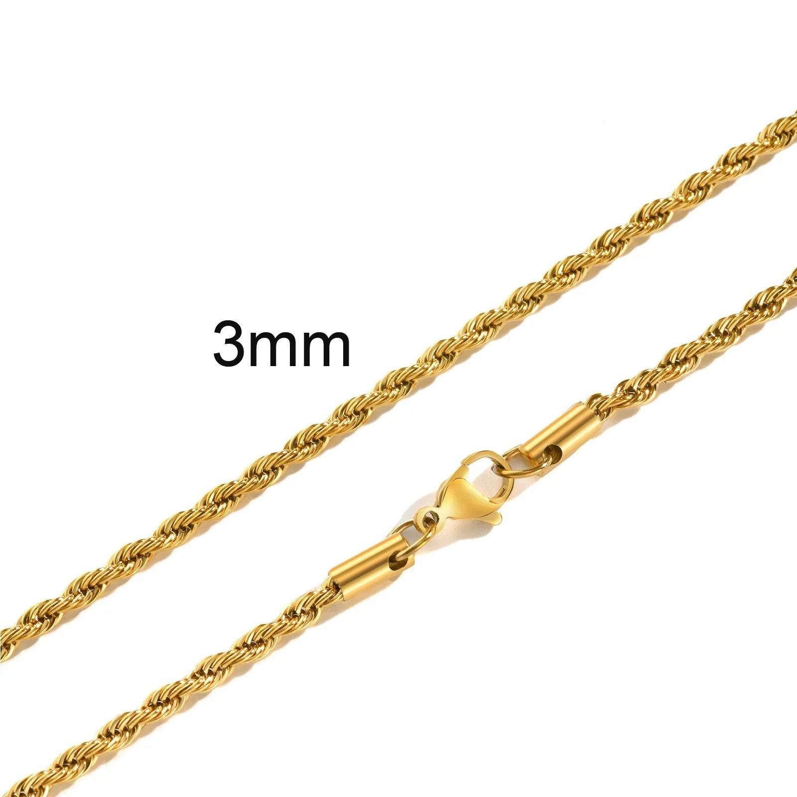 lot 2.4/3/4mm Stainless Steel Twisted Rope Chain Necklace for Men Women