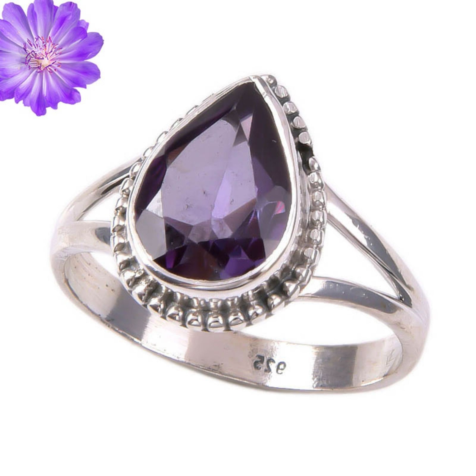 Amethyst Gemstone 925 Sterling Silver Ring Handmade Jewelry Ring For Gift