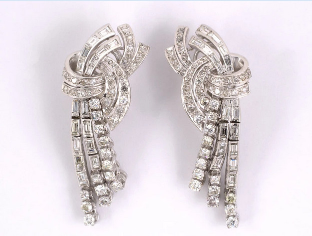 Cluster Swirl Drop Dangle Style 5.80CT Clear Cubic Zirconia Engagement Earrings
