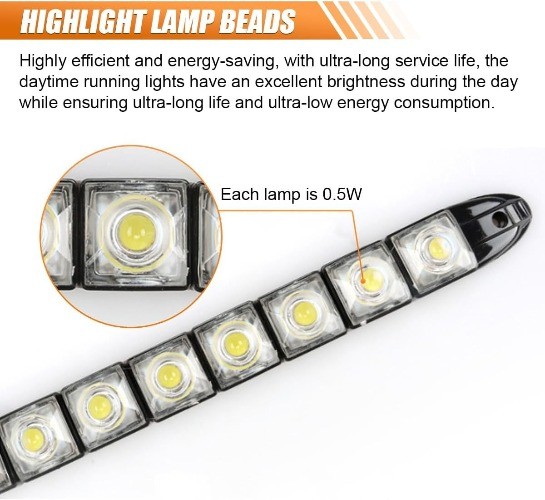 2PCS Red Daytime Running Strip Lights, Flexible Bright Spot Fog Lam Color: Red