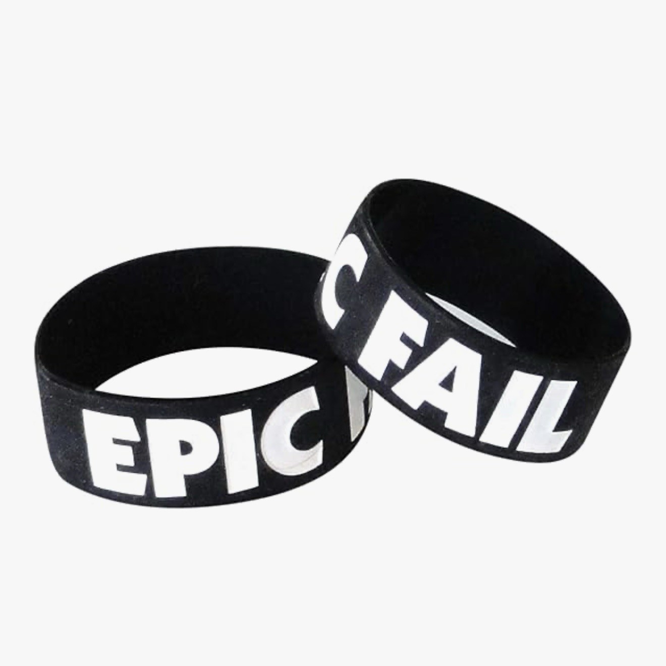Radbandz “EPIC FAIL” Hot Topic Silicone Wristband Bracelet Y2K Black White NEW