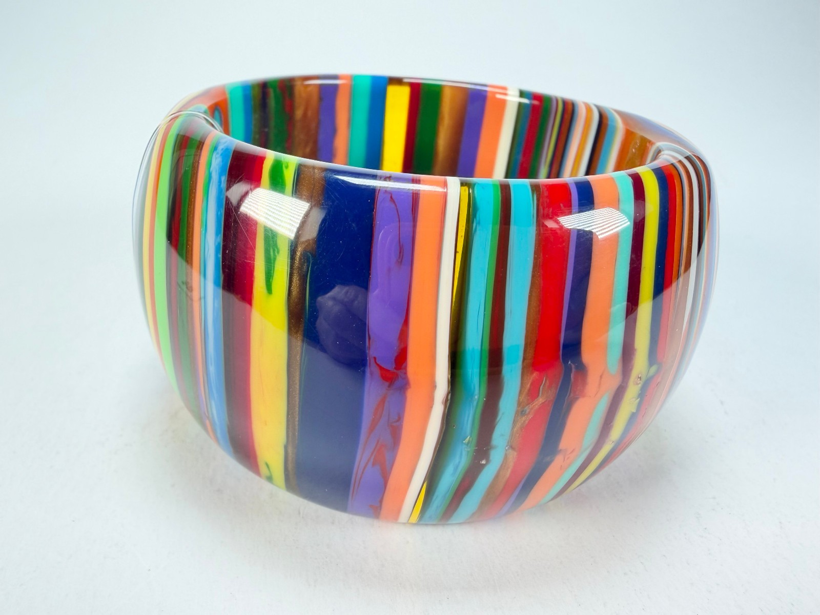 Jackie Brazil Tiger Liquorice Allsorts w/Cat Eye Mix Colours 5cm Resin Bangle