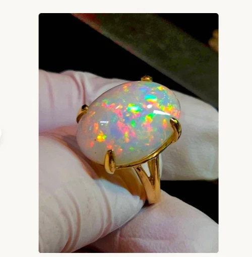 3.50Ct Oval Cut Natural Fire Opal Halo Engagement Ring 14K Gold Plated