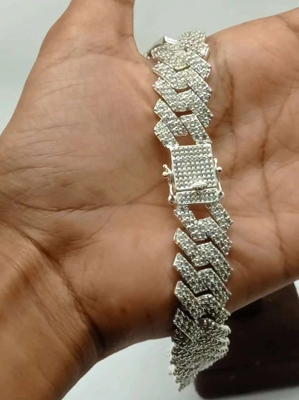 9ct Round Cut Simulated Diamond Men’s Cuban Link Bracelet 14K Yellow Gold Plated