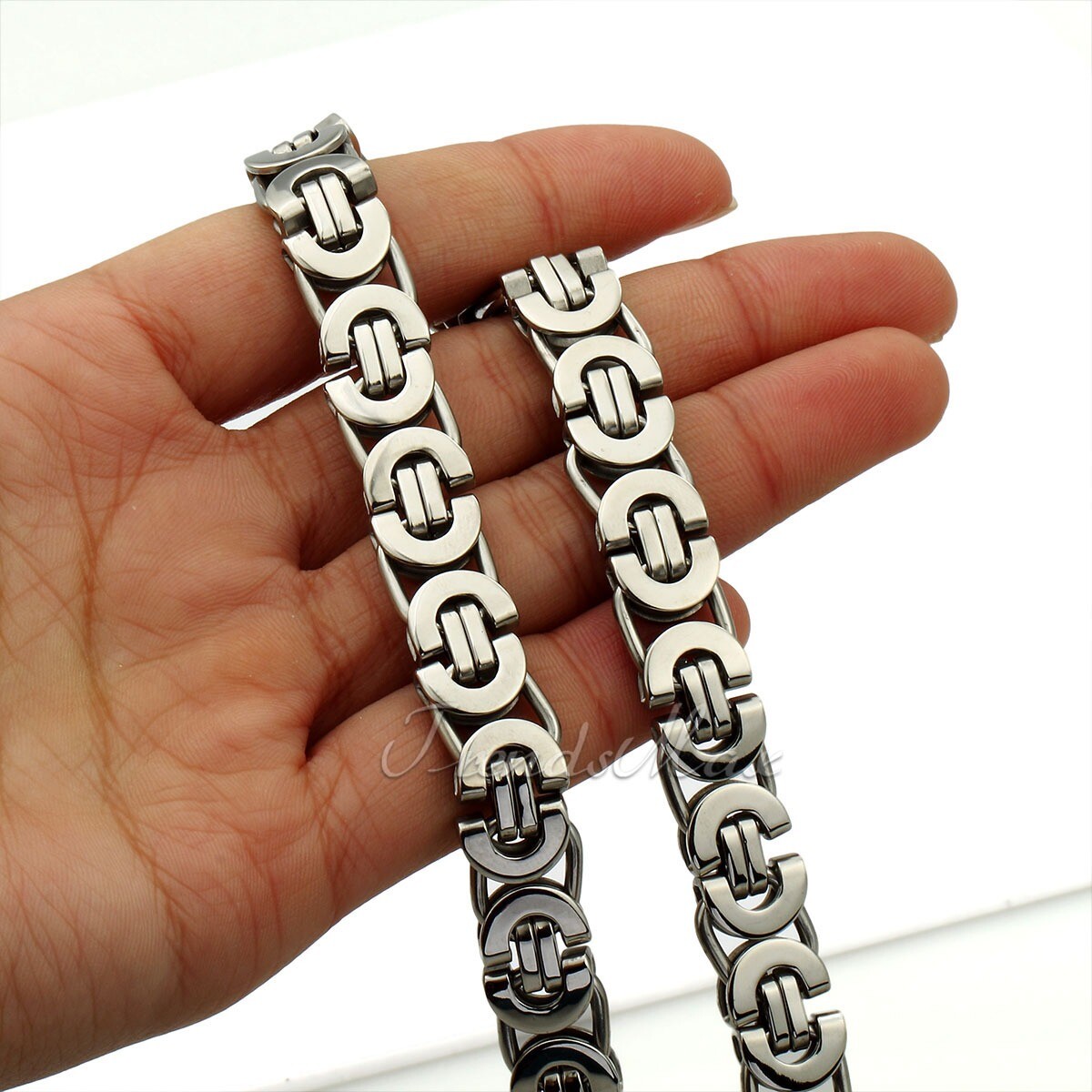 6/8/11mm Silver/Gold Plated Stainless Steel FLAT BYZANTINE Chain Necklace 18-36″