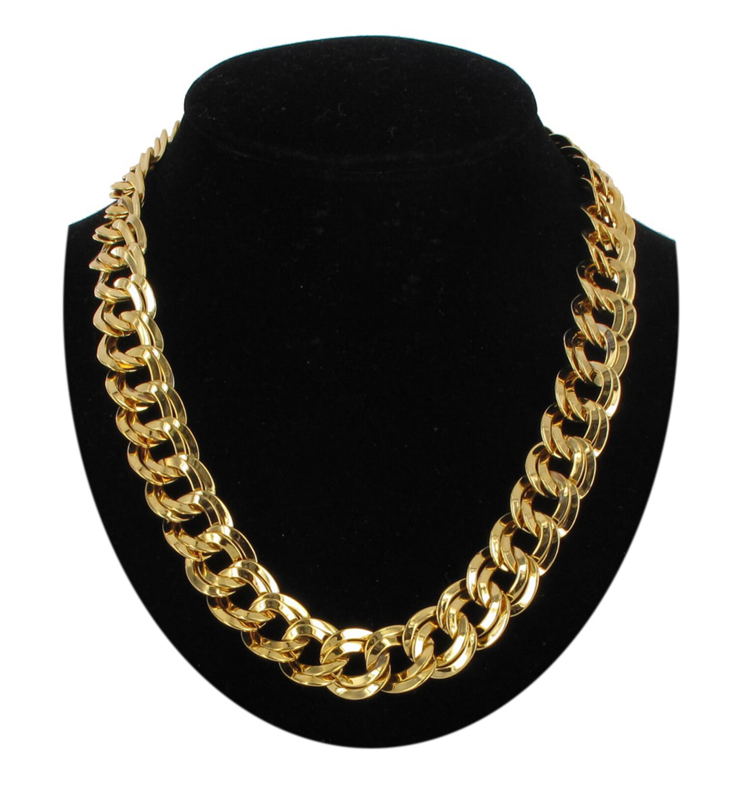 Ky & Co Gold Tone Thick 5/8″ Double Curb Link Chain Necklace Womens 18″ USA Made