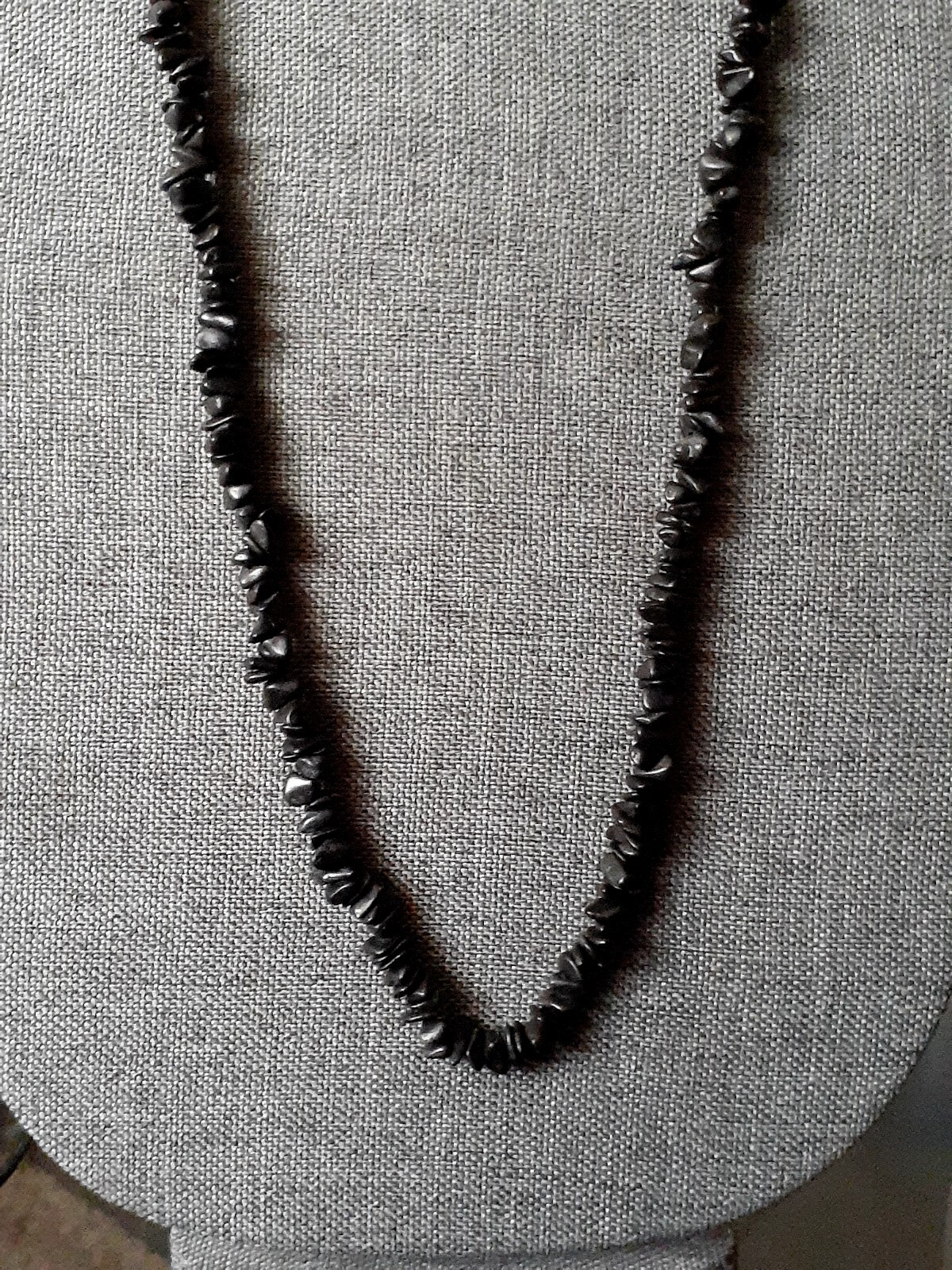 Matte Black Gemstone Single strand Necklace. 35 in.