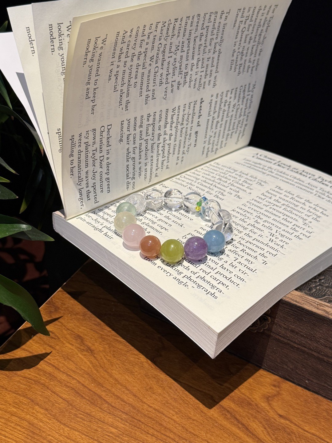 14mm Natural Rainbow multi-gemstone crystal, aquamarine, white crystal bracelet