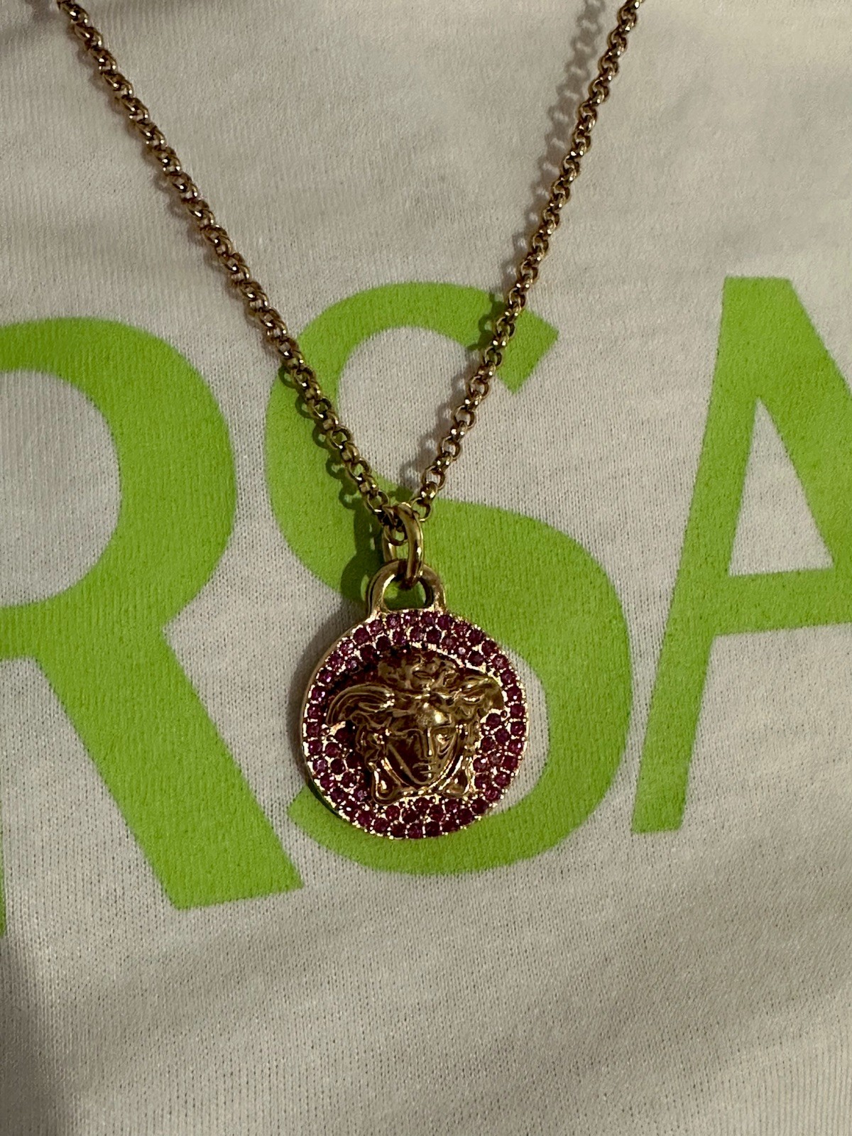 New Versace Necklace Metal+stras Gold $650 Retail Authentic