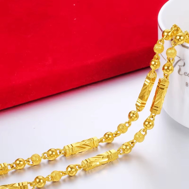 Mens Buddha Pendant Necklace 18K Gold Plated Bamboo Chain Luxury Hip Hop Gift