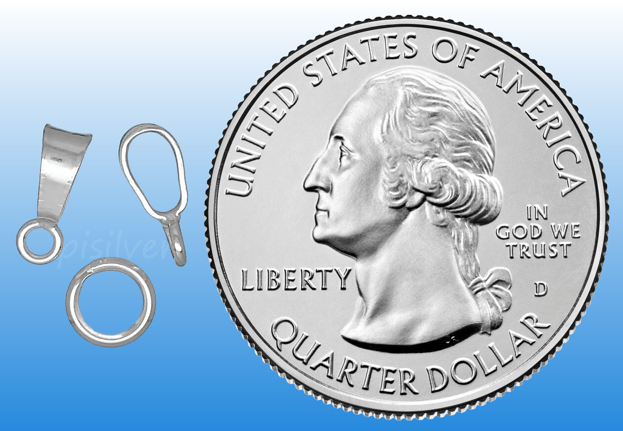 925 Sterling Silver Small Bail Split Ring Charm Pendant Clasp Connector Finding