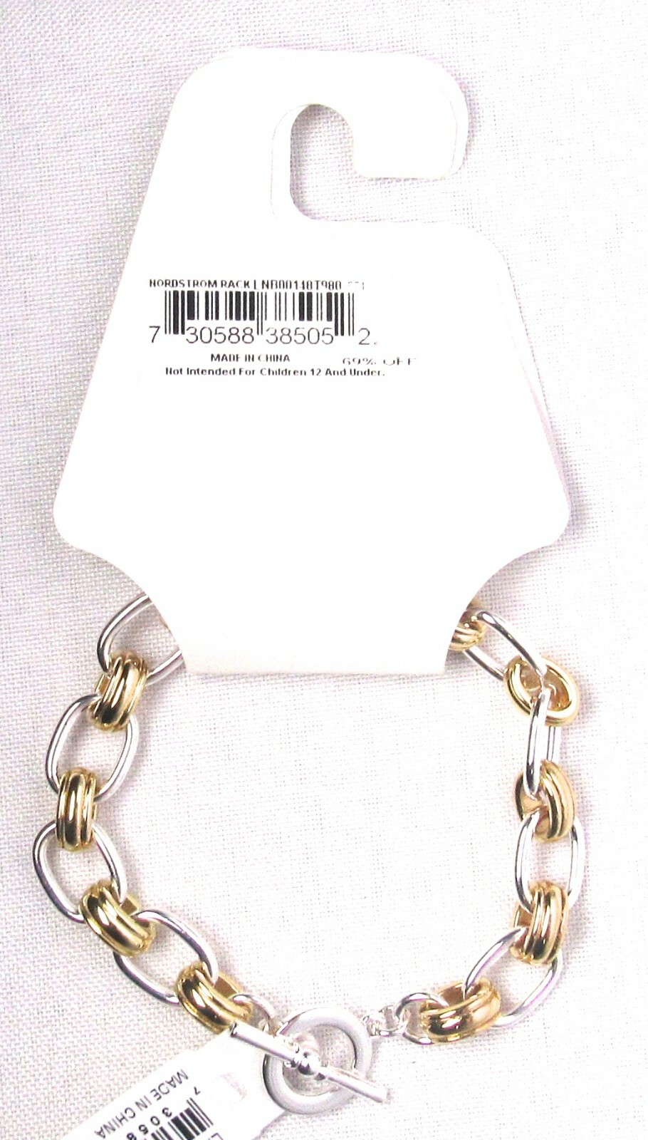 LAUREN RALPH LAUREN Cable Link Toggle Bracelet Silver & Gold LNB00148T980 NEW