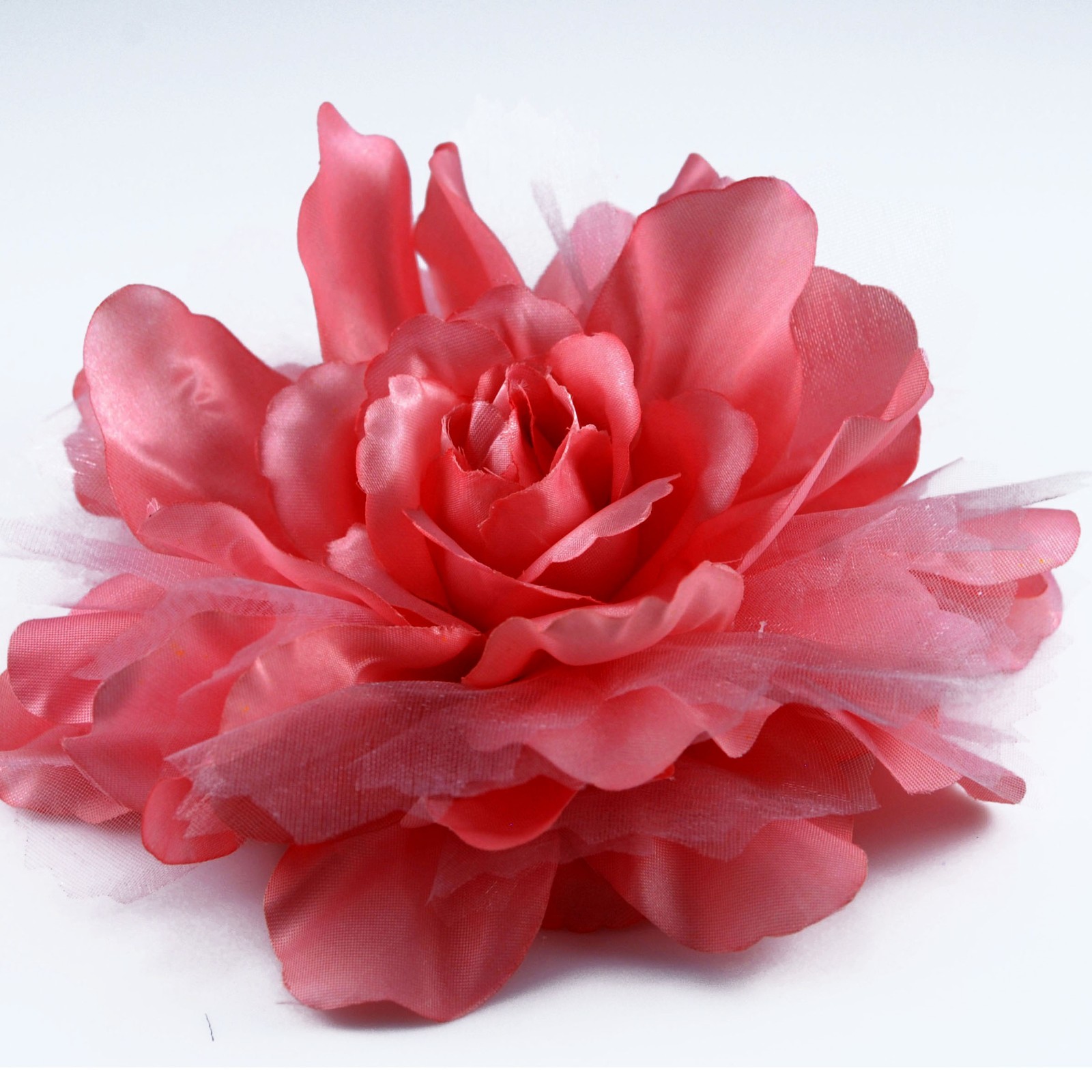 Fabric Flower Brooch -Salmon Color