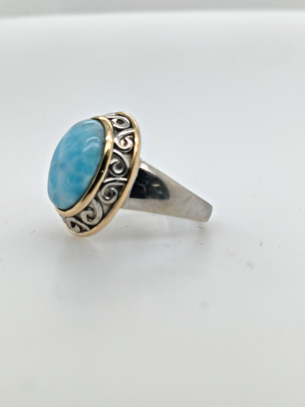 Sterling Silver Larimar Ring for Women and Men Size 10