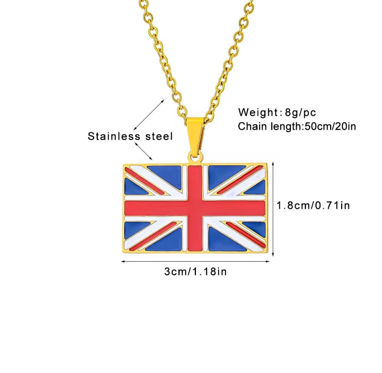 United Kingdom Flag Necklace • British Pendant Jewellery • Union Jack Gift
