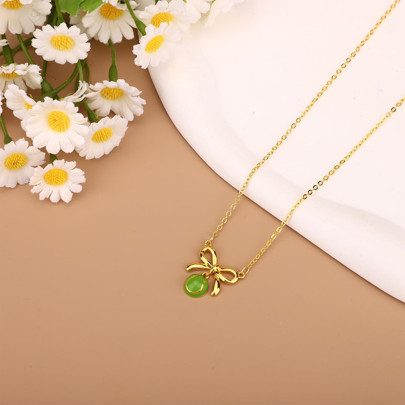 Mikovivi Tennis Necklaces, 40+5cm/16+2in Adjustable Bow Medium, gold-tone