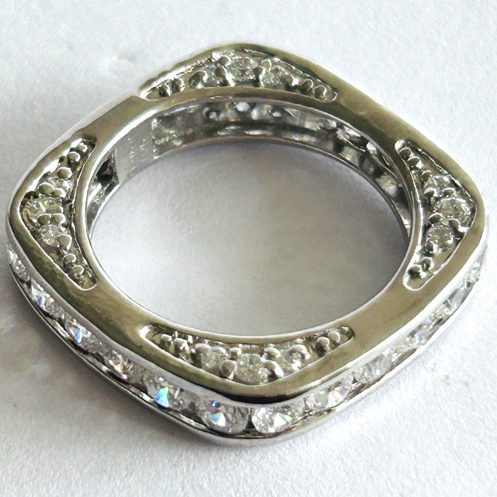 Elanza 925 Sterling Silver Ring CZ Eternity Band Square Channel Set Sz 9