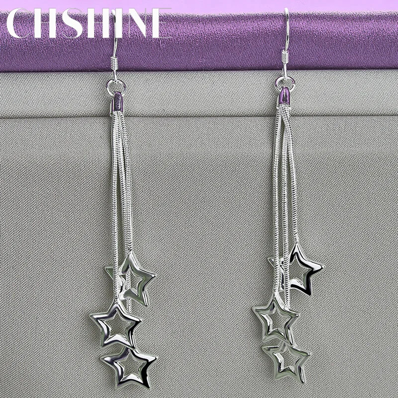 CHSHINE 925 Sterling Silver Three Stars Earrings Charm Jewelry Fashion Eardrop