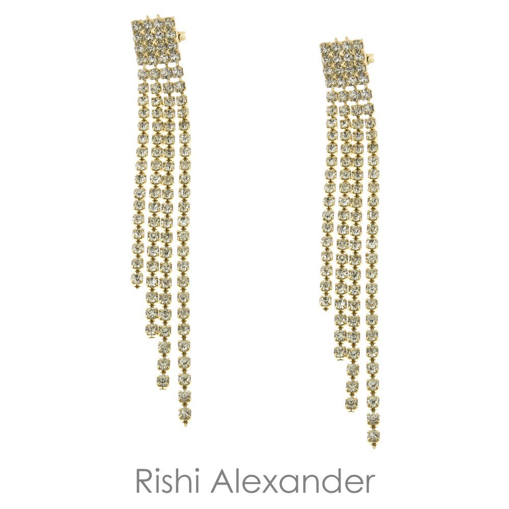 18k Gold Filled CZ Tassle Dangle Earrings