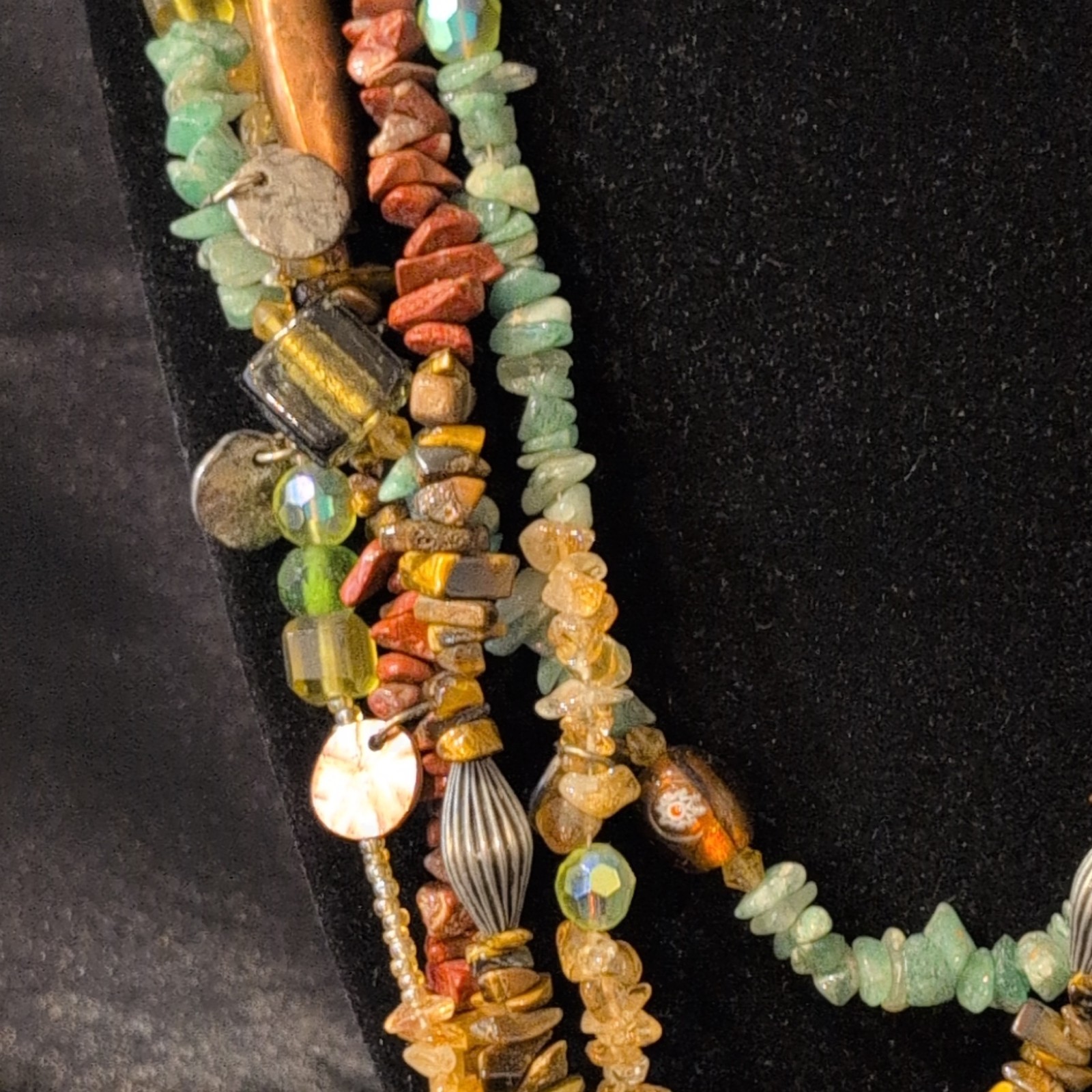 Chico’s Multicolor Beaded Layered Boho Necklace Adjustable Signed Lobster