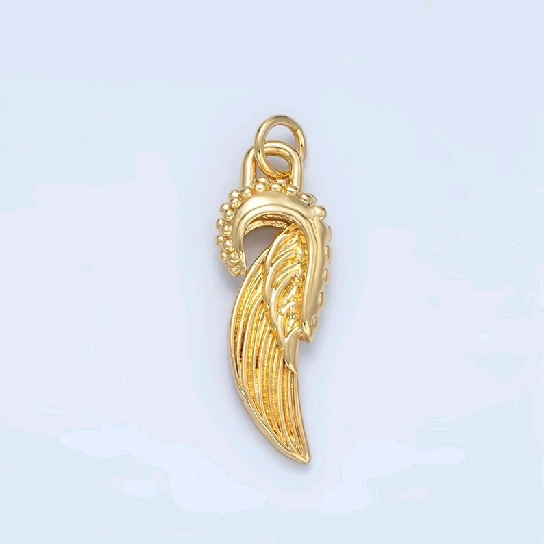 14K Gold Filled Mini Angel Wings Charm Small Feathered Pendant for Jewelry Makin