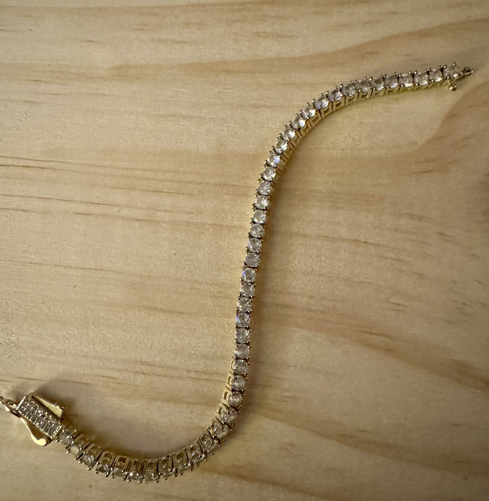 GLD Shop Gold Plated Cubic Zirconia Tennis Bracelet 5.75” Long, 3mm Wide