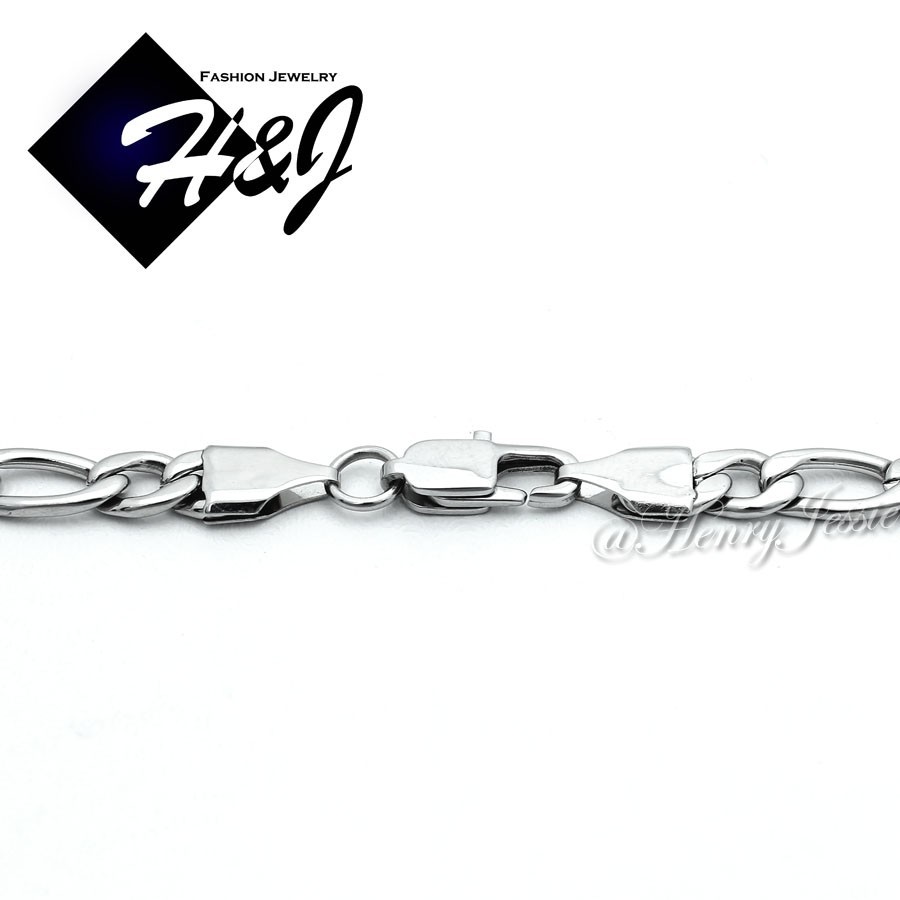 18-36″MEN Stainless Steel 4mm Silver Figaro Link Chain Necklace Cross Pendant*SP