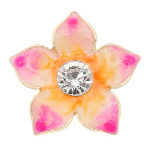 Snap Jewelry Rhinestone Flower Gold Base 18-20mm Fits Ginger Charm Accessories