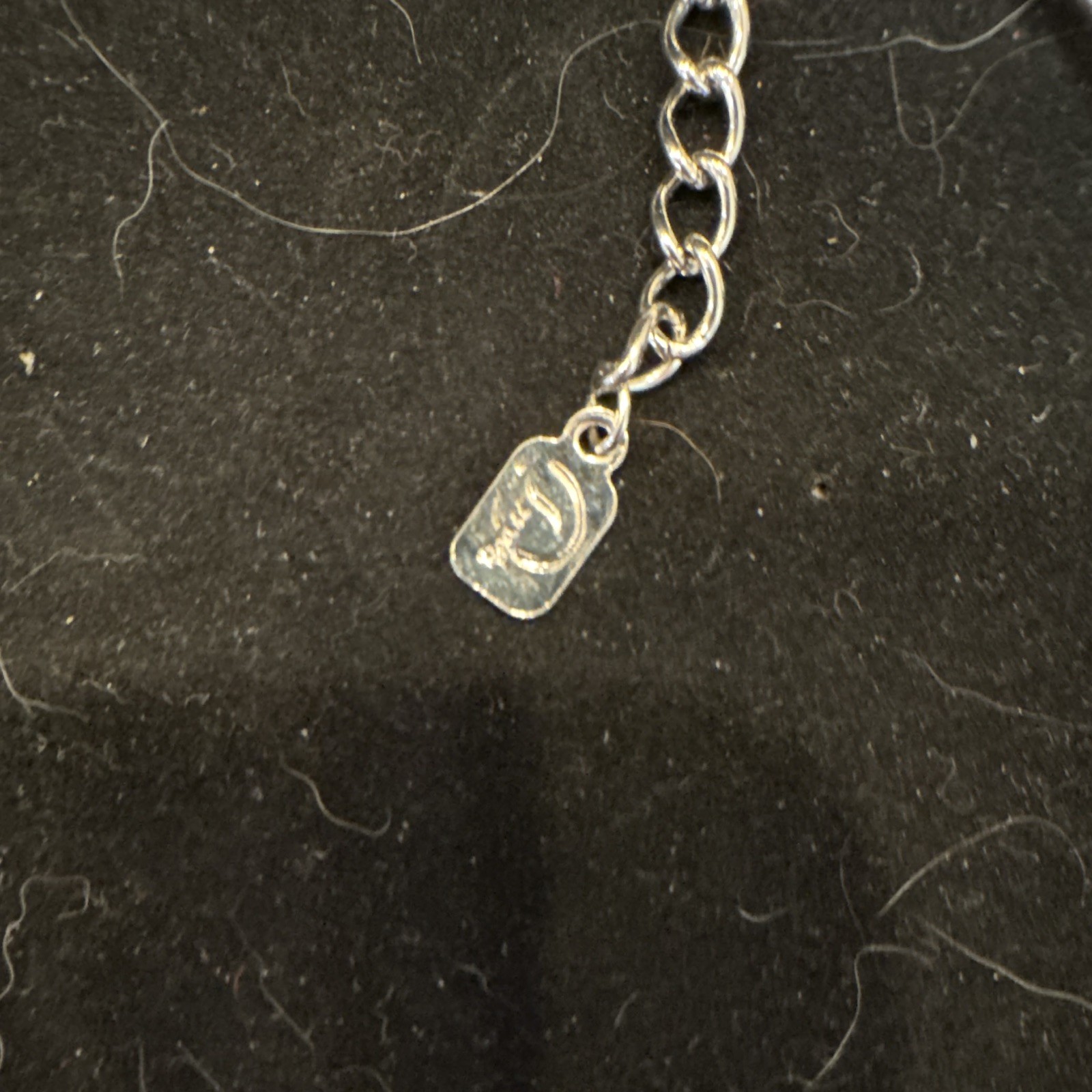 Silver Tone Choker Necklace Wire Wrapped unknown stone Point Stick Charm 16in