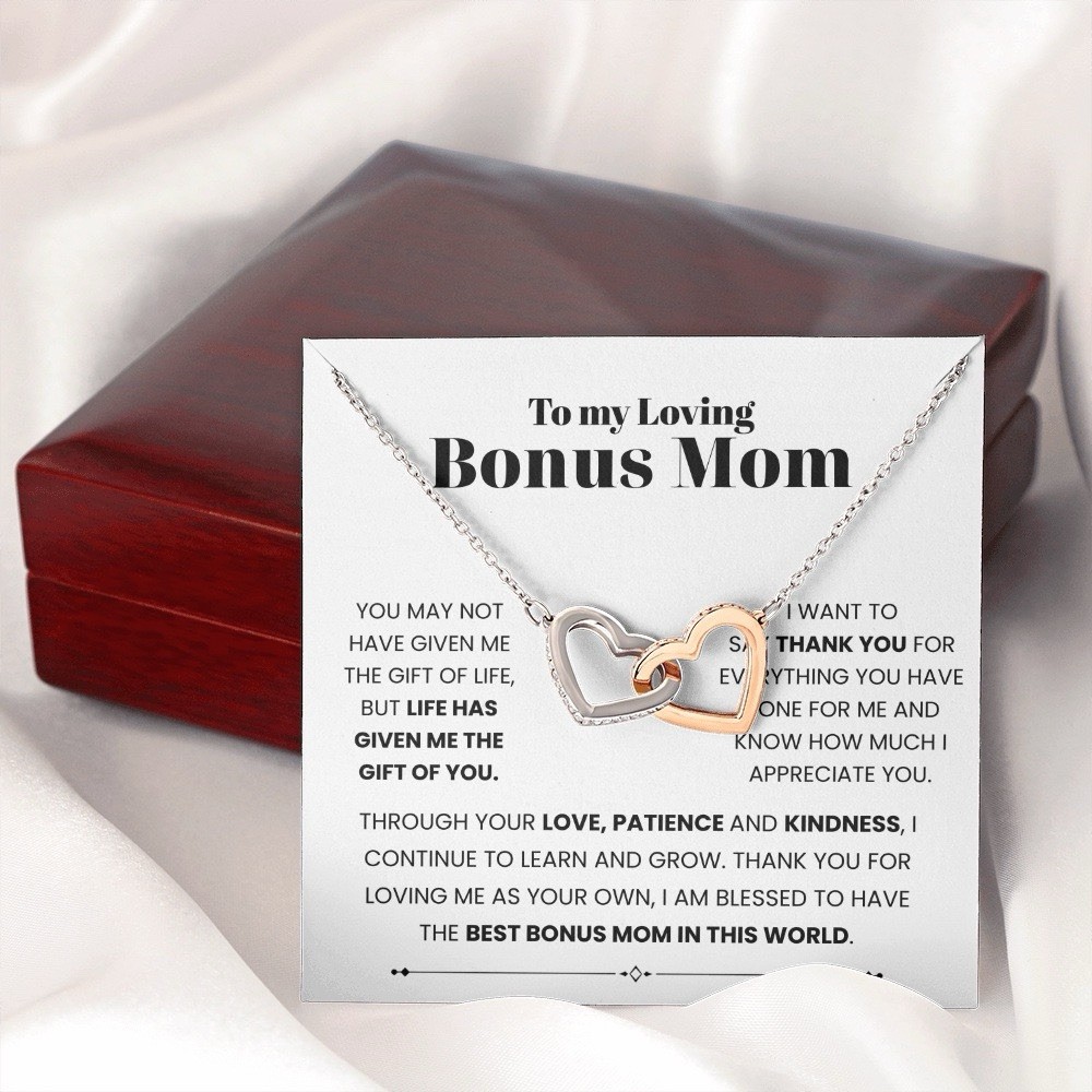To My Bonus Mom linked hearts Necklace Meaningful Gift For birthday Mother’s Day