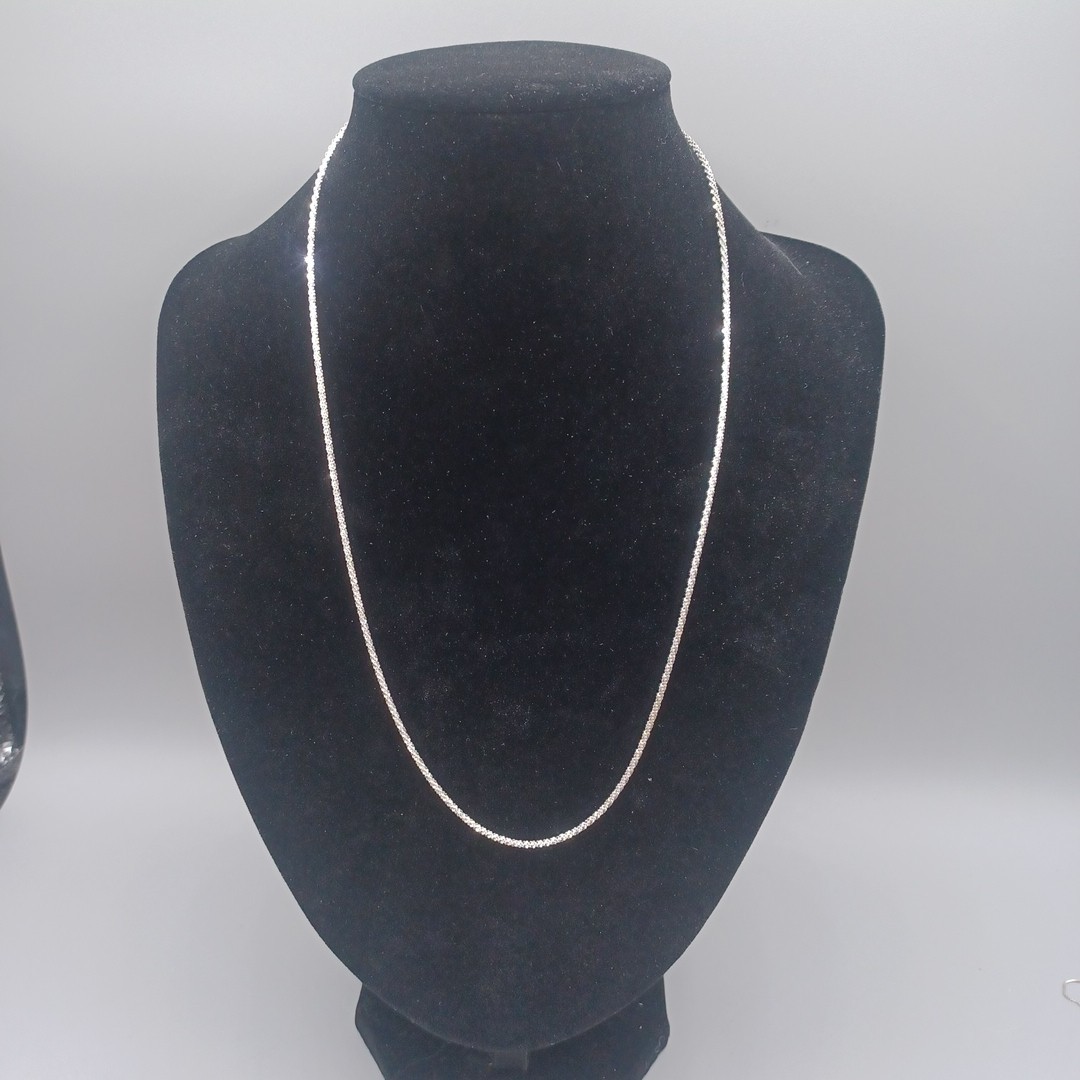 22” 925 Sterling Silver Necklace Criss Cross Chain 2mm Lobster Slide Adjustable