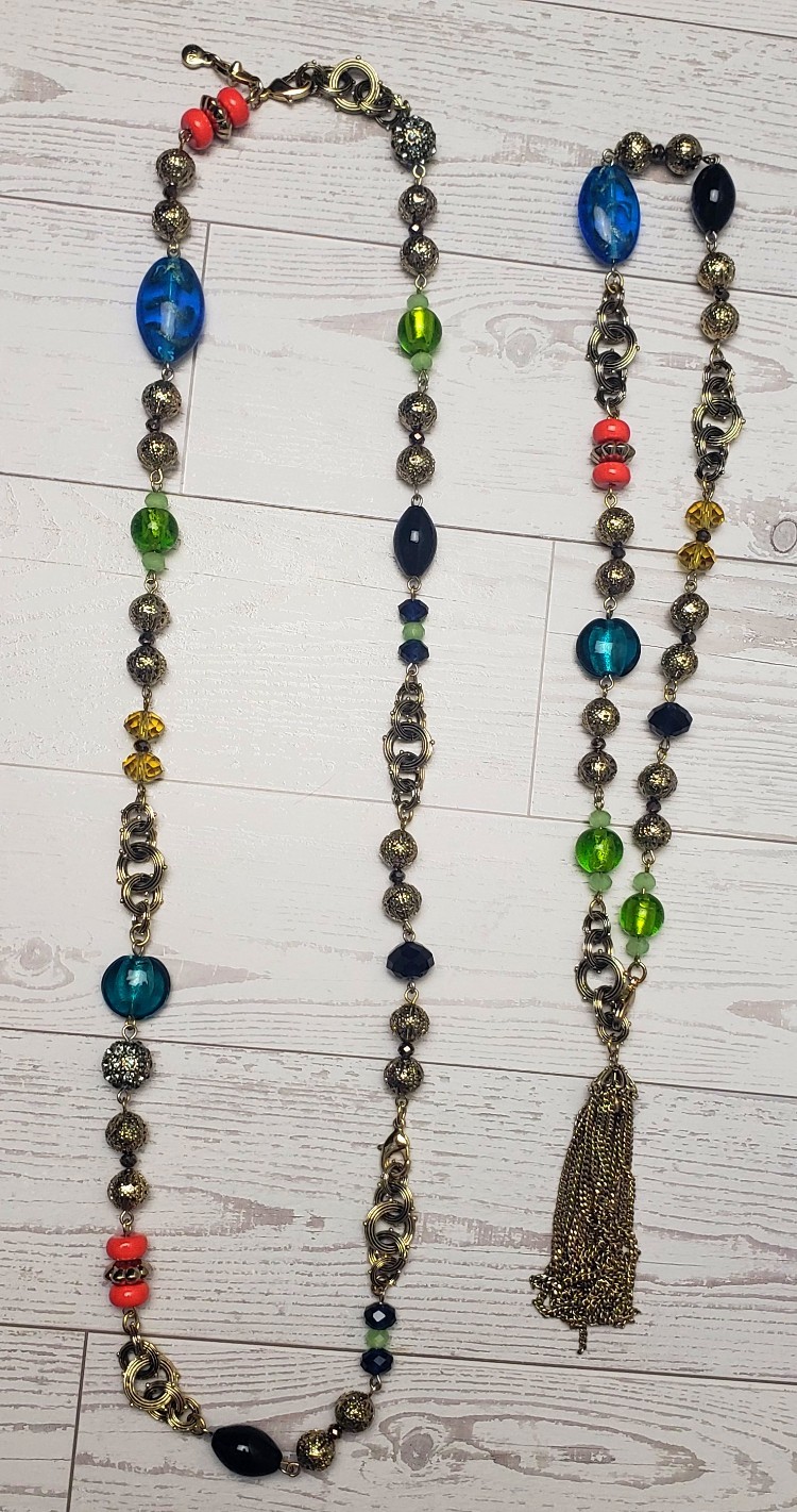 Cabi Necklace Flapper Length Detachable 2 Part Convertible Glass Beads FREE SHIP