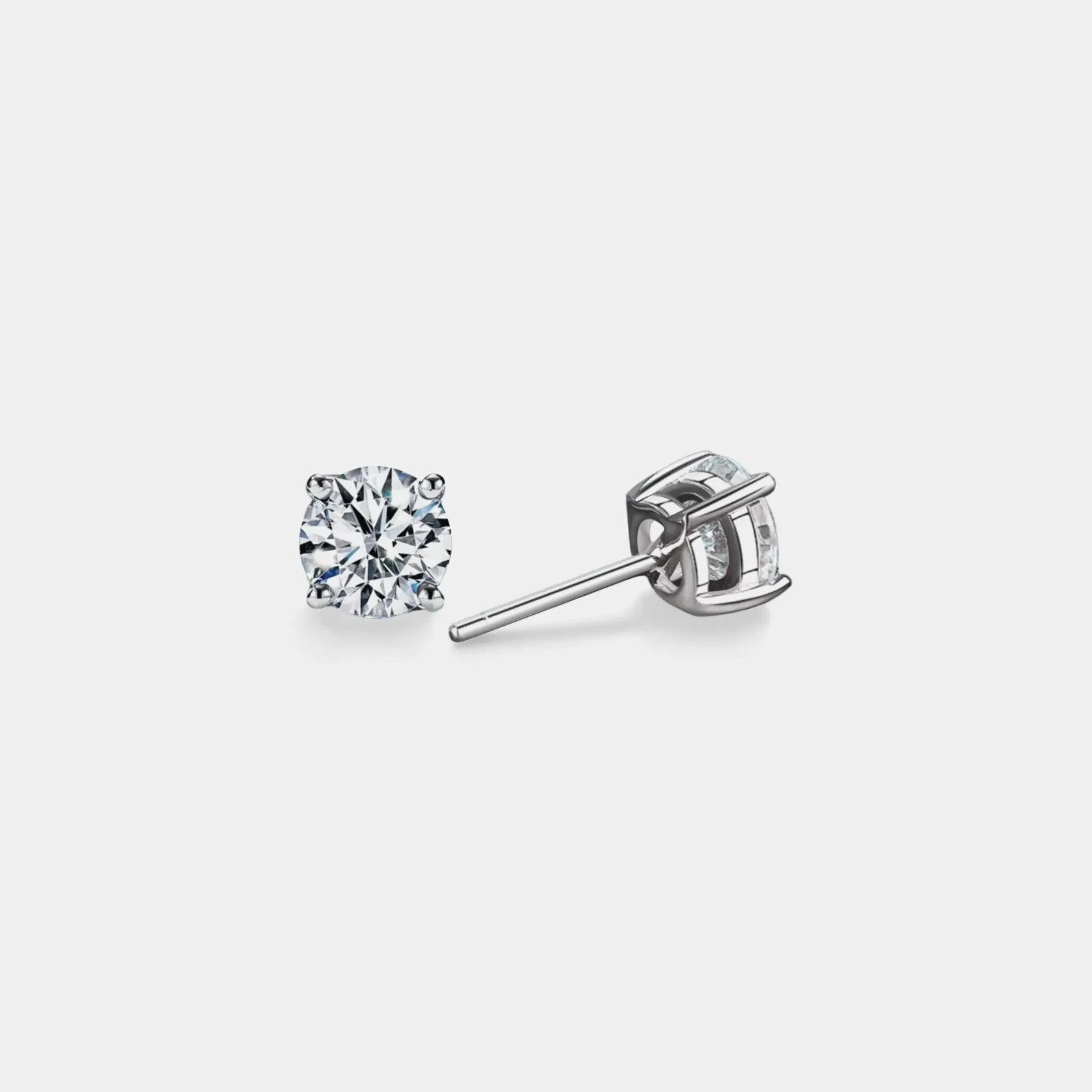 Round Moissanite Wedding Stud Earrings in 925 Sterling Silver