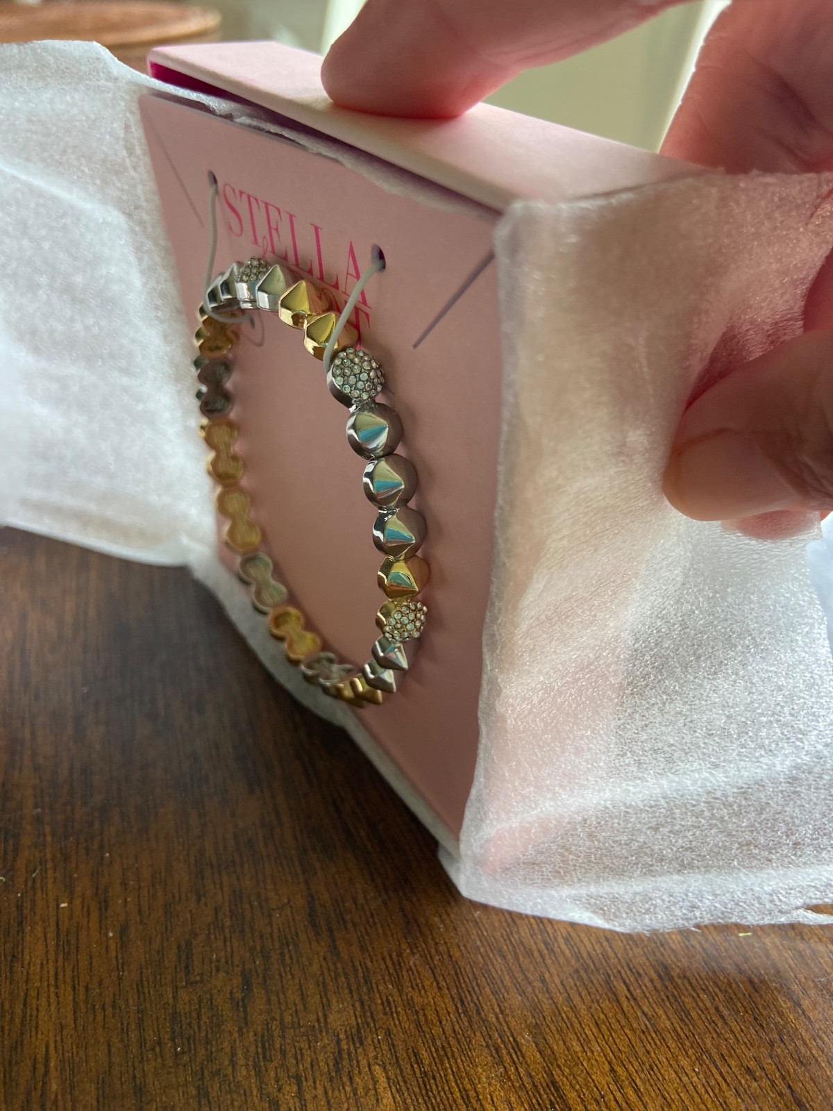 NEW! Stella & Dot Renegade Chain Silver And Gold Sparkles Stretch Bracelet