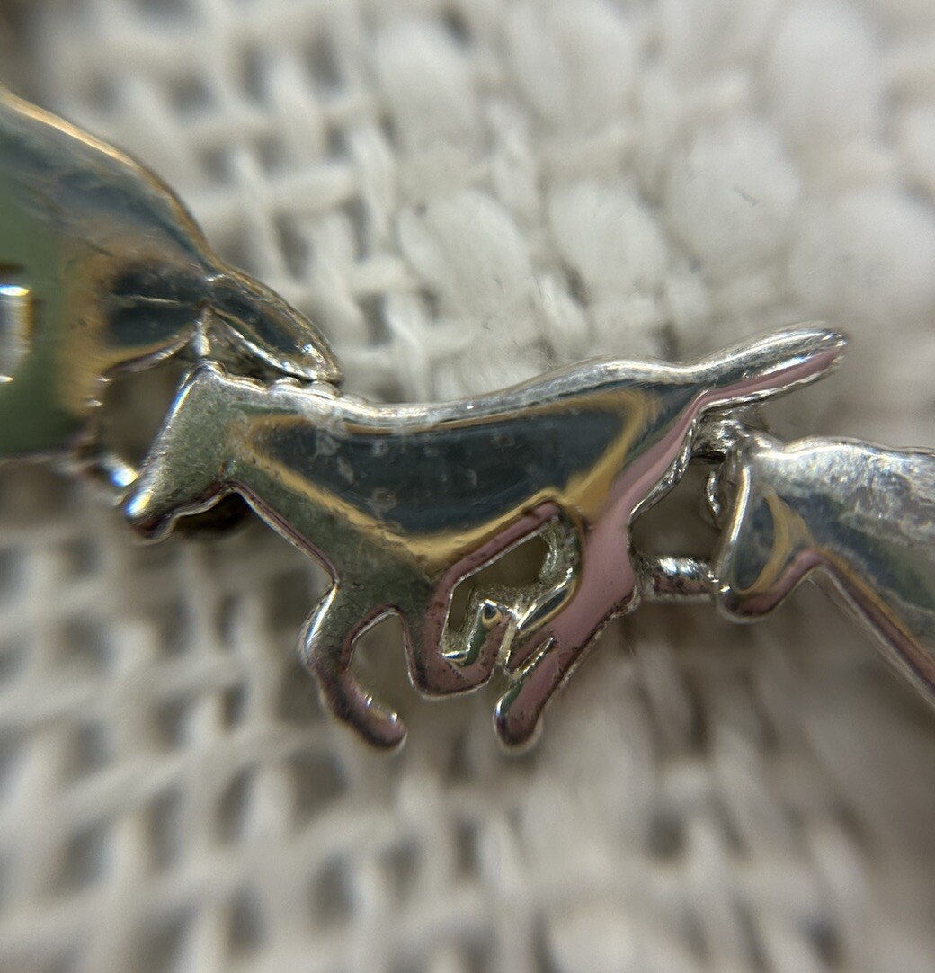 Silver Toned Galloping Horse 7.5in Bracelet With Magnetic Fold-Over Clasp
