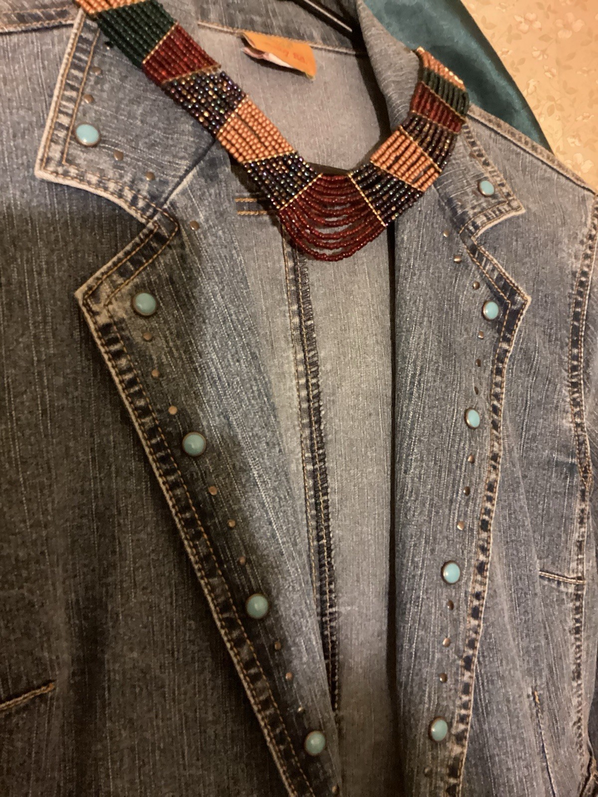 Versatile Statement Necklace Burgundy Gold Teal Iridescent Glass Bead Cleopatra