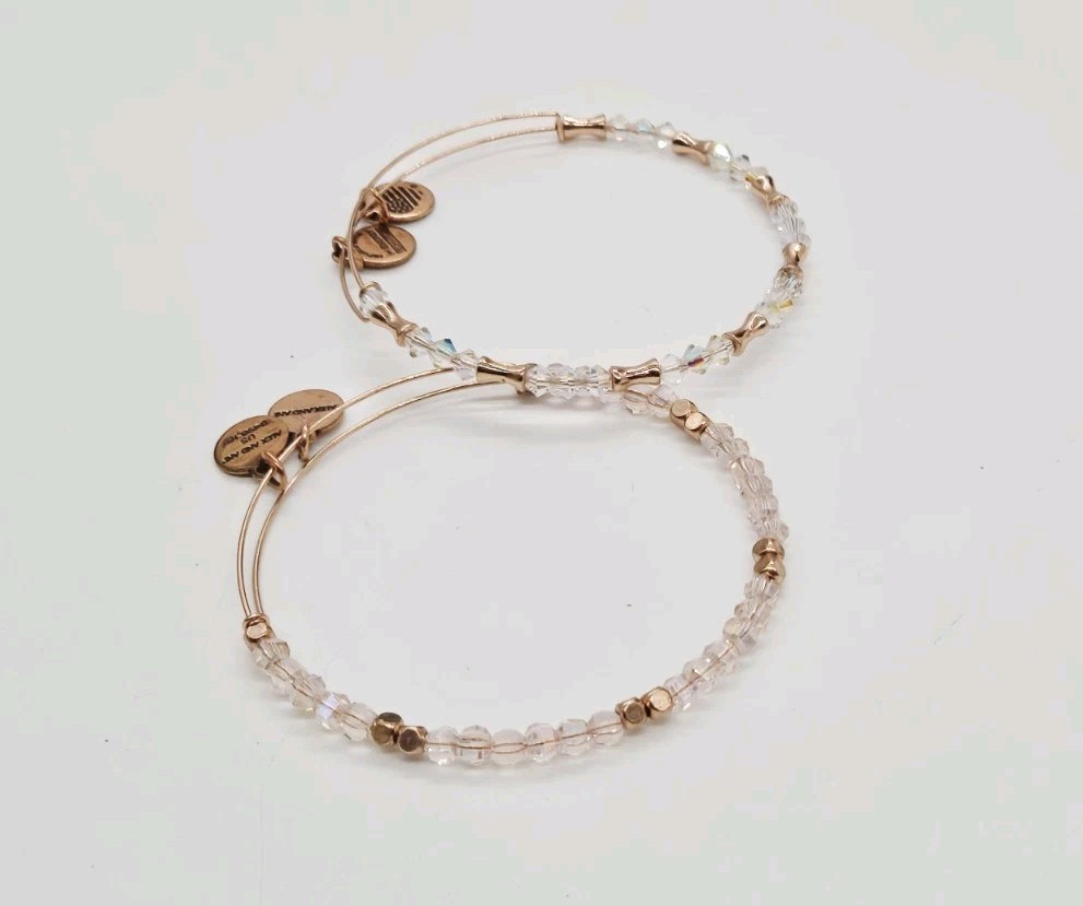 Alex and Ani Charm Bracelet Lot of 2 Rose Gold tone Bangle boho energy OSFM #1