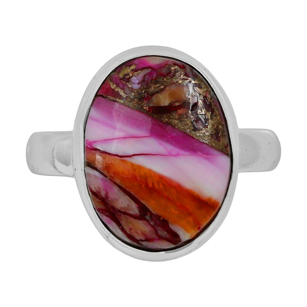 Kingman Orange Dahlia Turquoise 925 Silver Plated Ring s.8.5 Jewelry WR30-10063