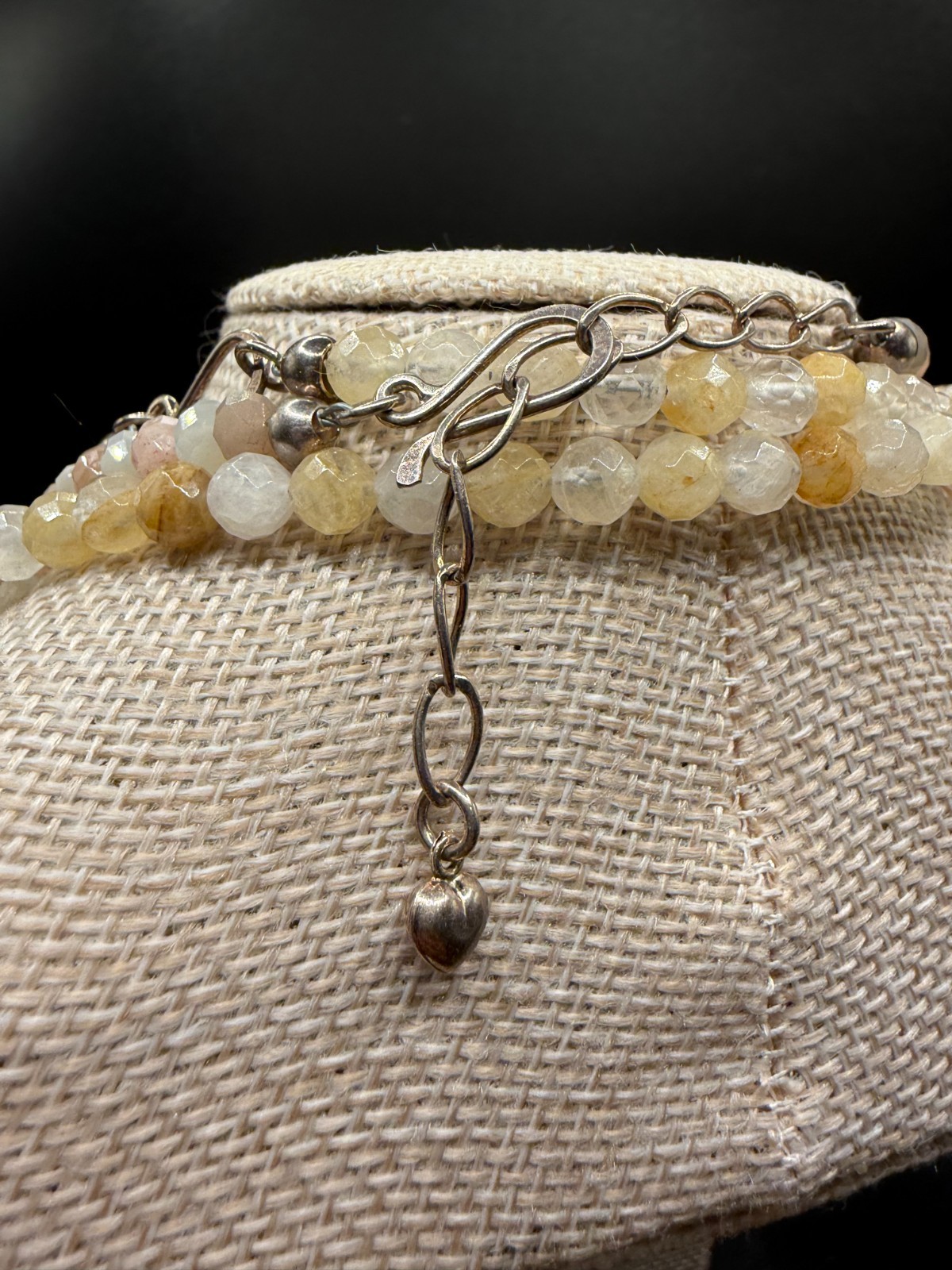 Set of 2 Flower Agate Layering Necklaces Sterling Silver Natural Gemstones