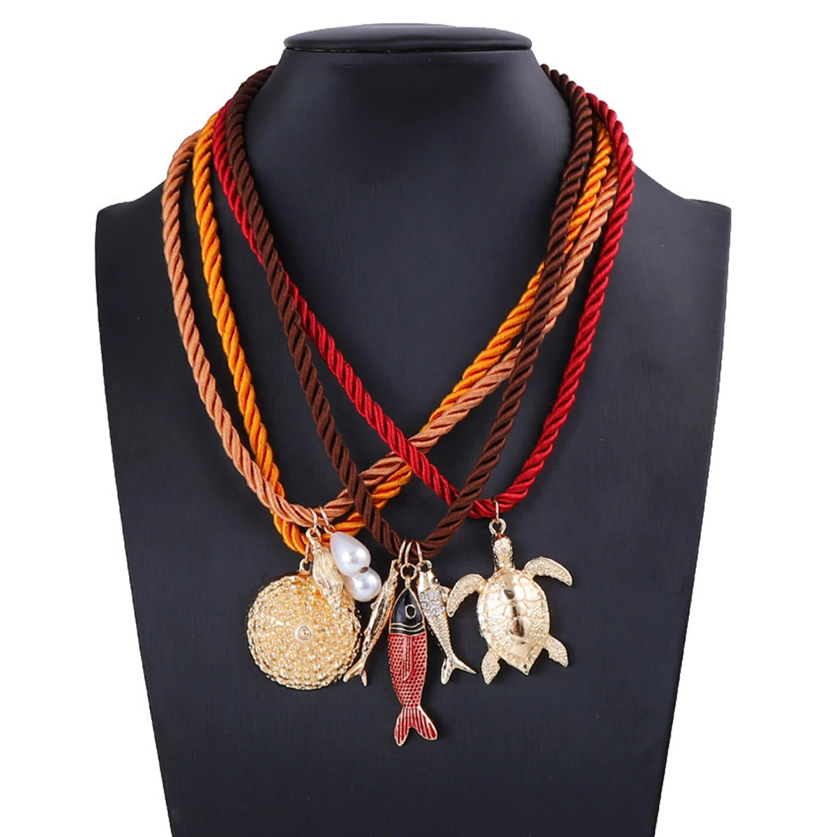 Bohemian Handmade Shell Conch Pendant Necklace for Women Double-layer Long Neckl