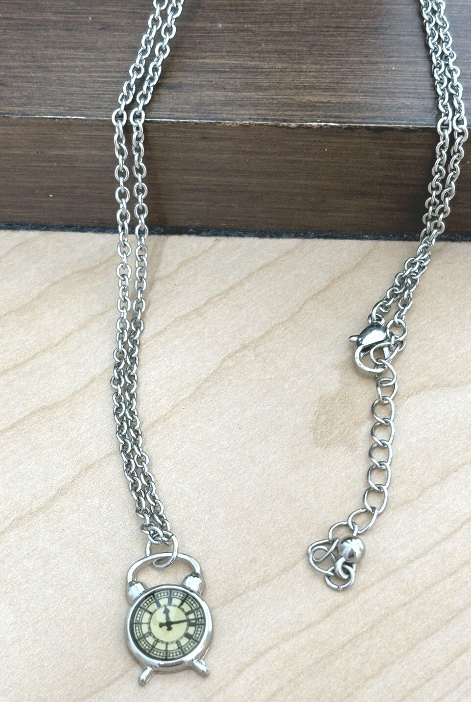 Clock Pendant Necklace/ Chain Measures 23 In Total Length